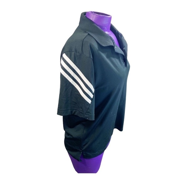 Adidas Golf PureMotion three stripe short sleeve polo black golf shirt - Picture 2 of 8
